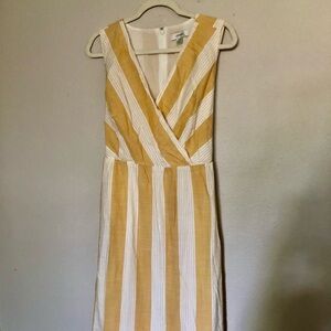 CJ Banks Yellow and White Striped Midi Dress